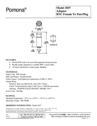 Thumbnail of document Data Sheet - 3837 BNC (F) To Two Conductor 0.14 In (3.58 mm) Dia, Tini Plug